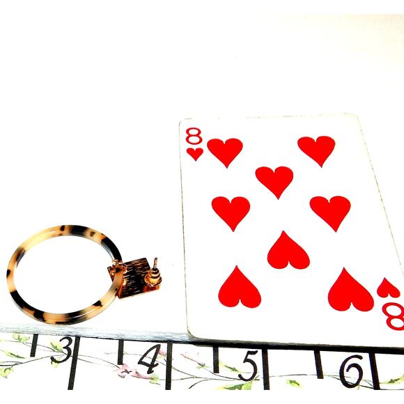 New Classic Resin Tortoise Shell  Hoop With Metal Post Earring - Picture 6 of 6